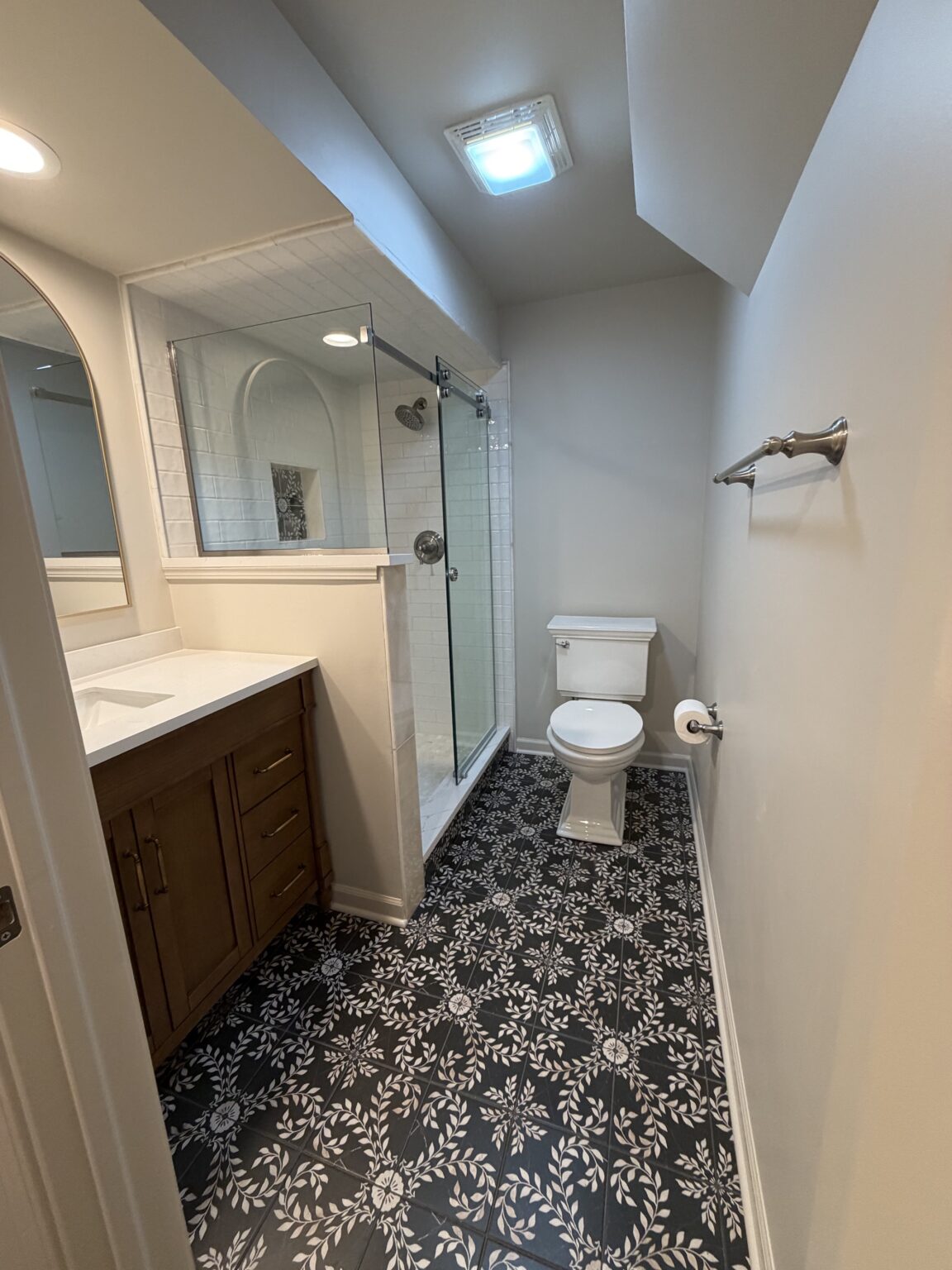 Fixture and tile selection, painting, shower design with new doors